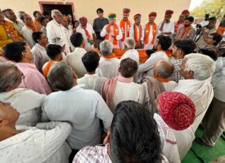 BJP candidate Arjunram Meghwal did public relations in rural areas of Nokha.